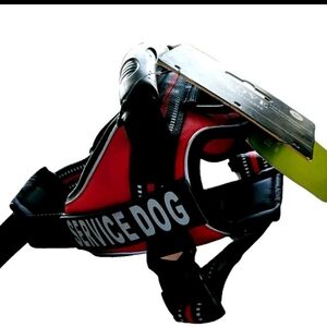 TRUELOVE SERVICE DOG HARNASS Removable Tag Soft Front Adjustable Red Black Sz M